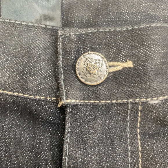 Y2K‎ Baggy JNCO Style Graphic Denim Shorts Lightning Fleur-de-Lis Bling Detail - Picture 4 of 16